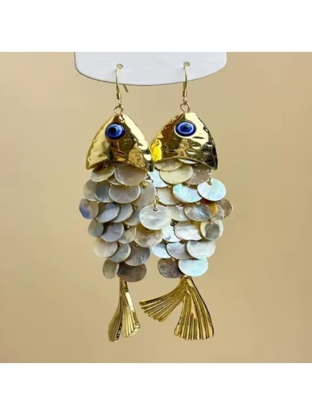 Perla Fish Goddess Gold Earrings